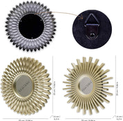 BONNYCO Set of 3 Round Gold Wall Mirrors – Home Décor for Living Room & Bedroom