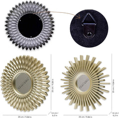BONNYCO Set of 3 Round Gold Wall Mirrors – Home Décor for Living Room & Bedroom