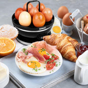 Electric Egg Boiler EB27 Black 400W 7-Egg Automatic Boiler & Poacher with Keep-Warm Function