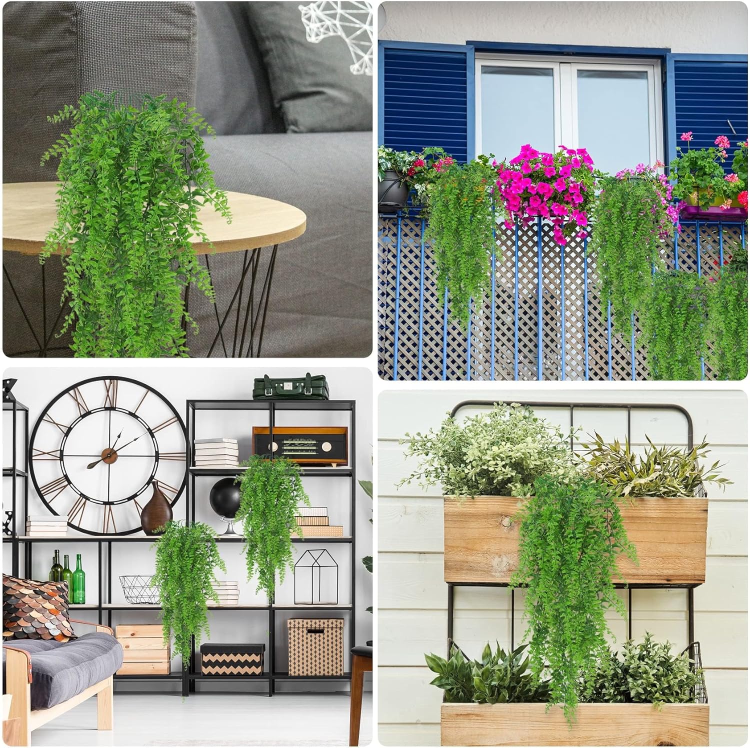 Huryfox Artificial Hanging Fern Vine – Faux Ivy Greenery for Indoor & Outdoor Home Décor