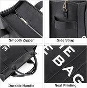 Large PU Leather Tote Bag for Women – 13" Handbag with Zip, Shoulder & Crossbody