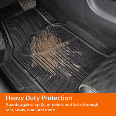 Basics 4-Piece Heavy Duty PVC Floor Mats with Cargo Liner – All-Weather, Black