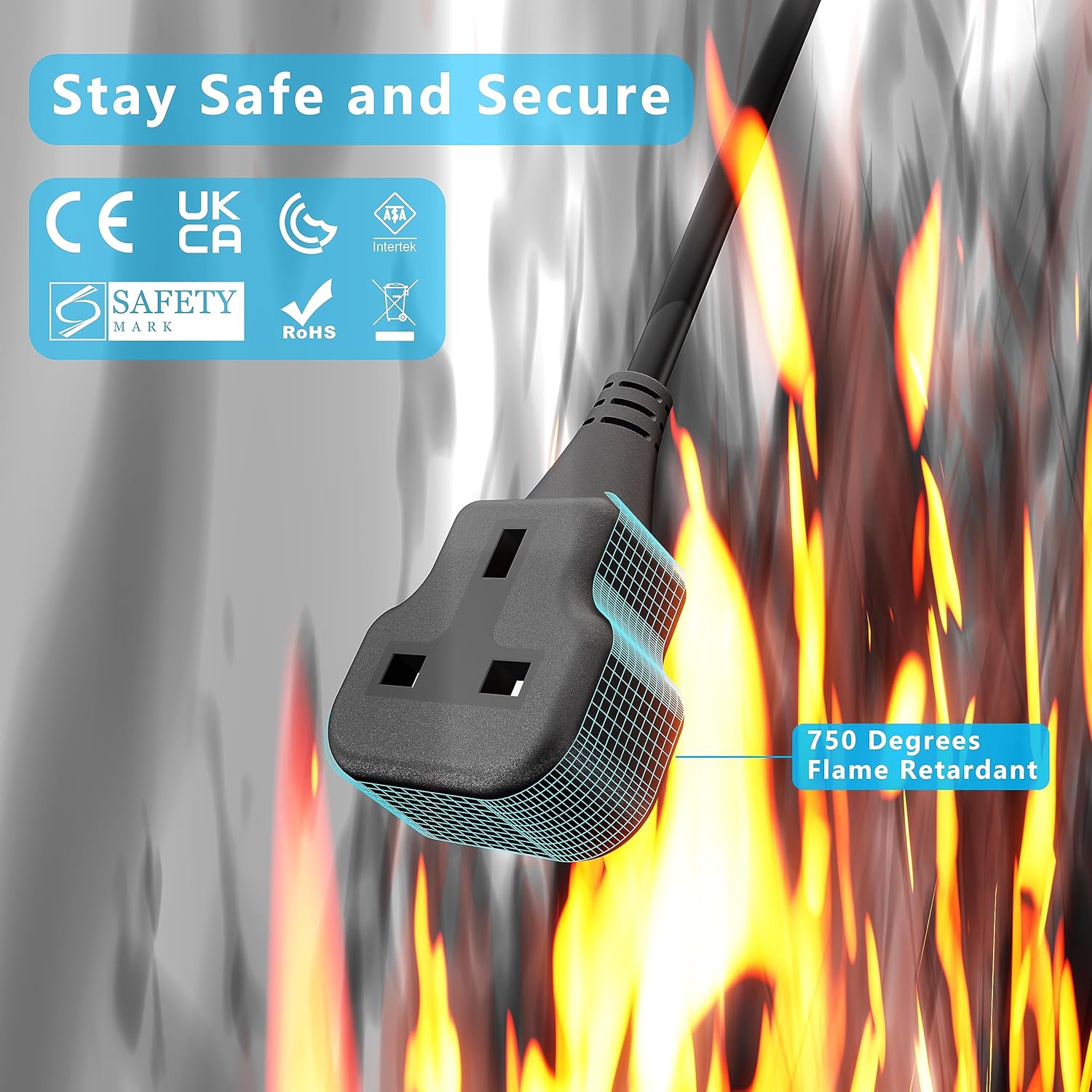 Heavy Duty 5M Outdoor Extension Lead – Single Plug Socket, 13A Power Strip, Black Cable