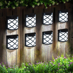 8 Pack Solar Fence Lights, Waterproof 6 LED Solar Wall Lights, Decorative for Fence, Deck, Patio, Stairs, Yard, and Pathway (Cold White)