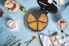 19 Waffle Maker – Blue Alloy Steel, Non-Stick Plates, Quick Heat, 2-Slice Breakfast Appliance