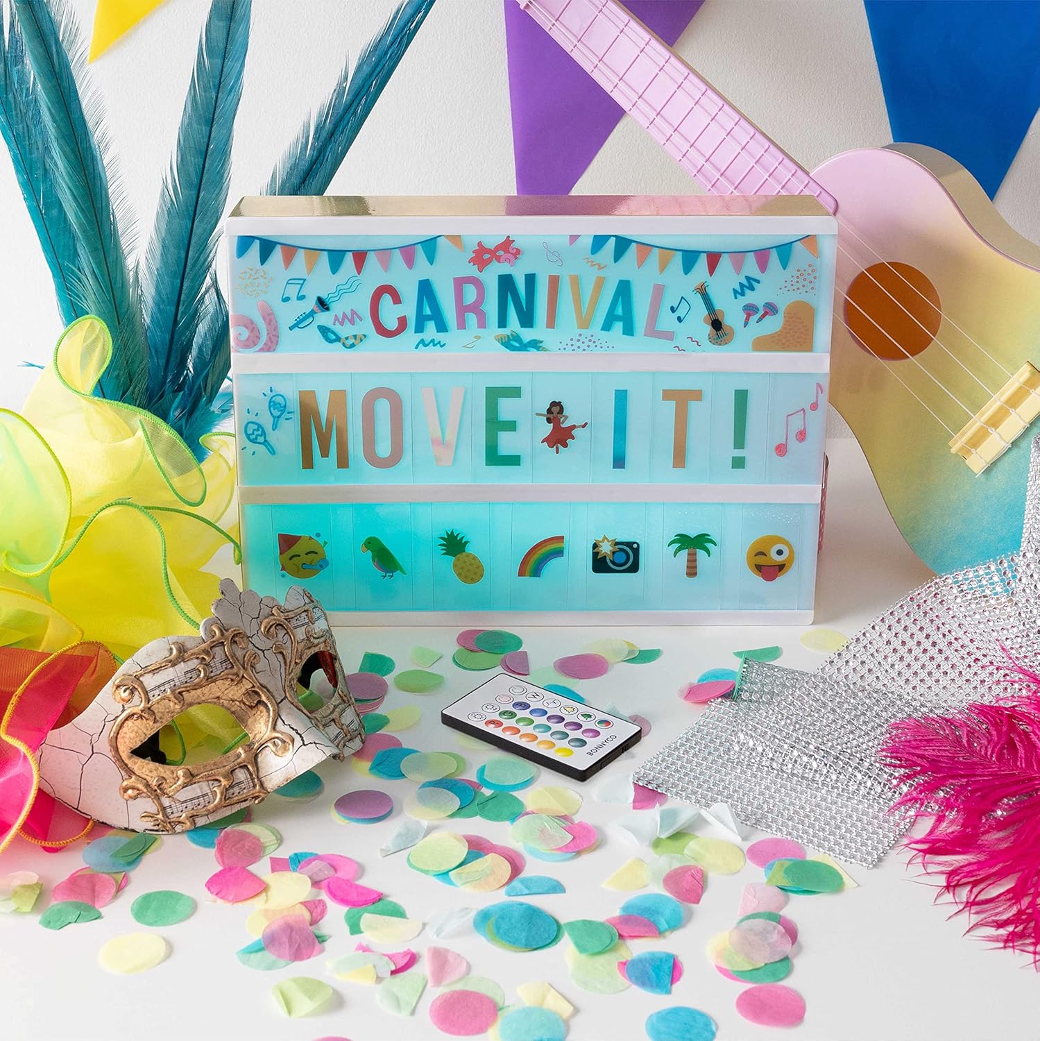 BONNYCO Gold Cinema Light Box A4 – 16 Colours, 400 Letters & Emojis