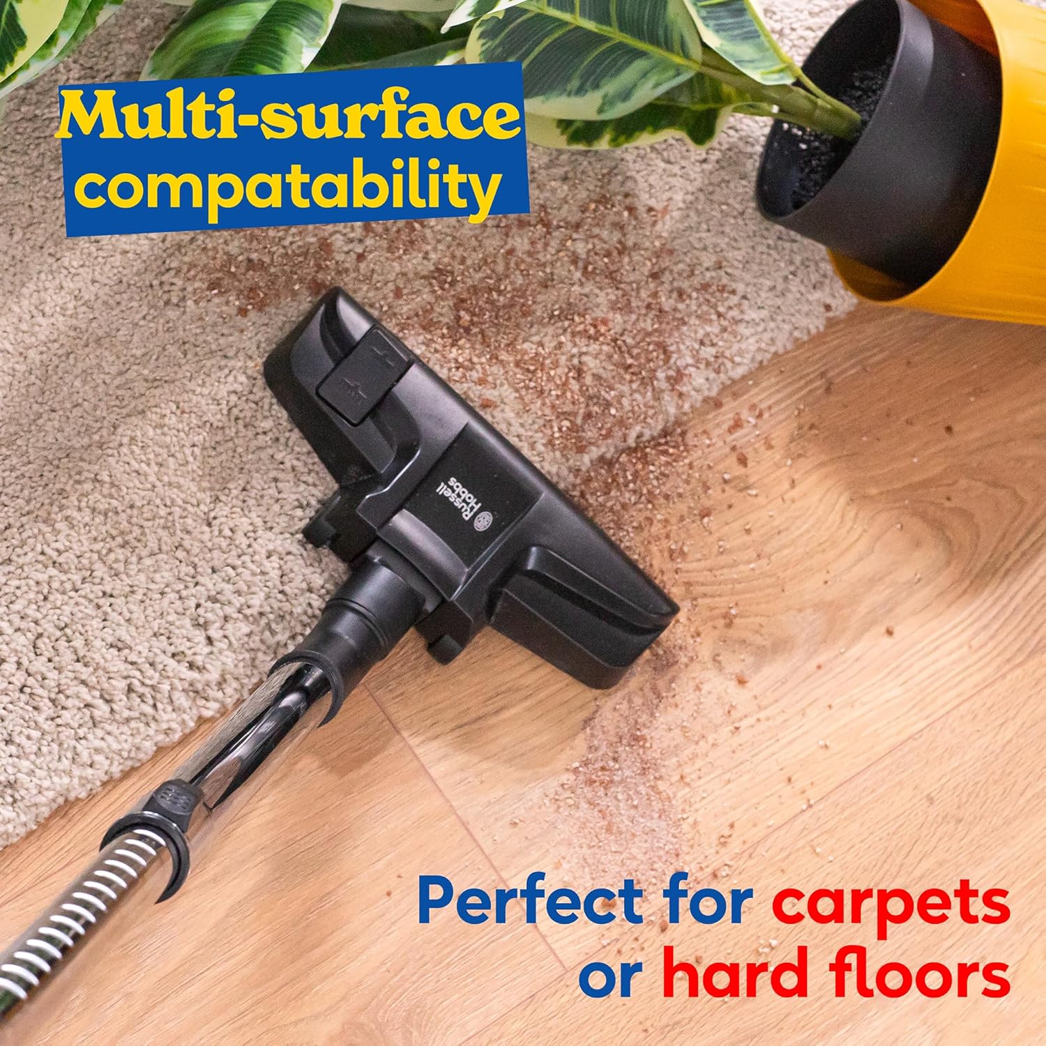 Russell Hobbs Compact XS Bagless Cylinder Vacuum Cleaner – 700W Lightweight 1.5L, Triple Filtration, Grey & Silver, for Hard Floors, Carpets & Cars