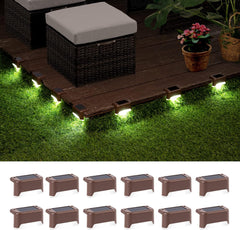 GIGALUMI 16-Pack Solar Deck Lights - Bronze Solar Step Lights, Waterproof for Outdoor Pathway, Yard, Patio, Stairs, and Fences, Warm White