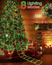 Christmas Ladder Lights 9.9Ft Santa Climbing 338 LED Red & Green Outdoor Decor