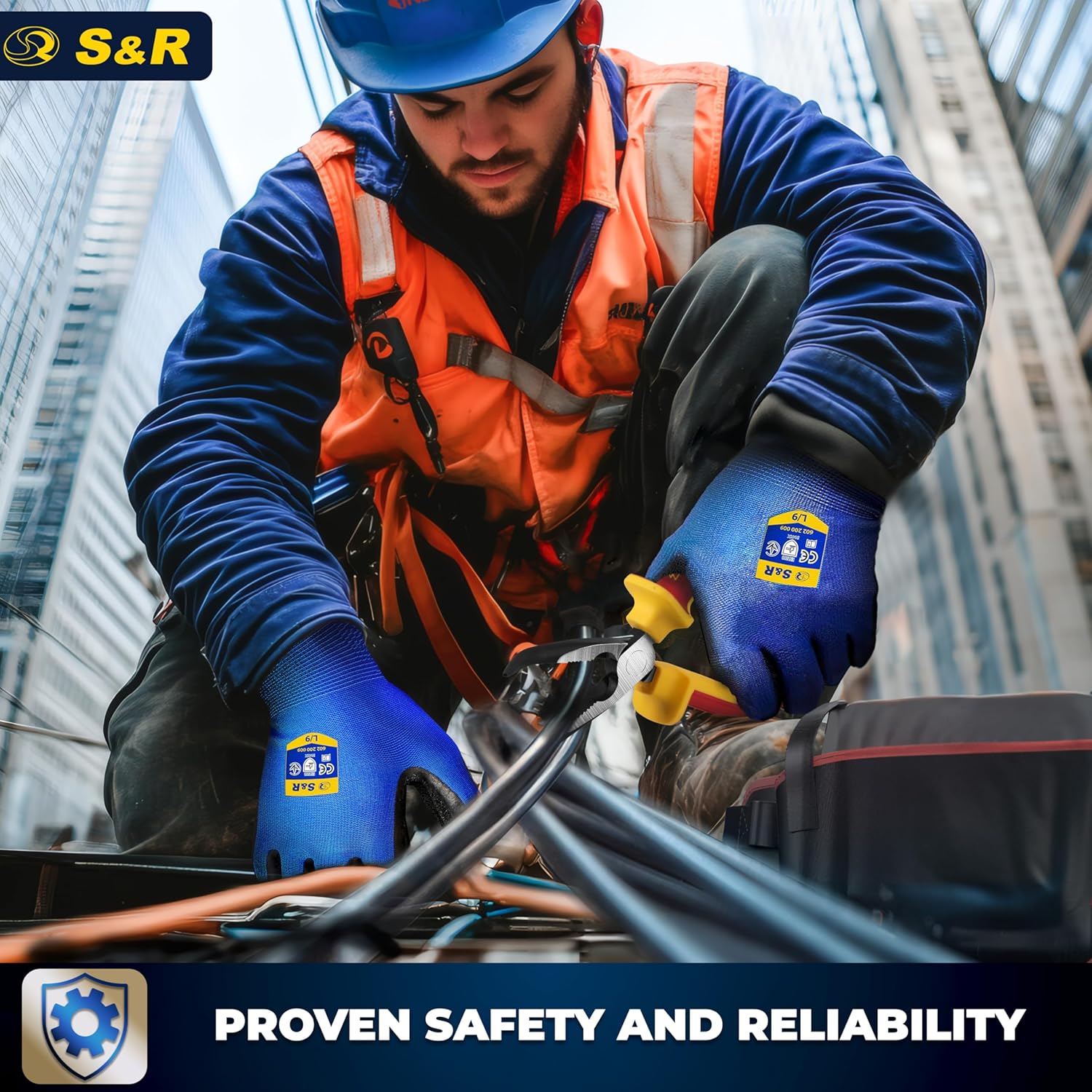 S&R VDE Bent Nose Pliers 200mm – Curved Jaw, Insulated
