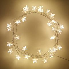 Indoor Star String Fairy Lights with 30 Pink LEDs on Clear Cable Plug in 3.2m