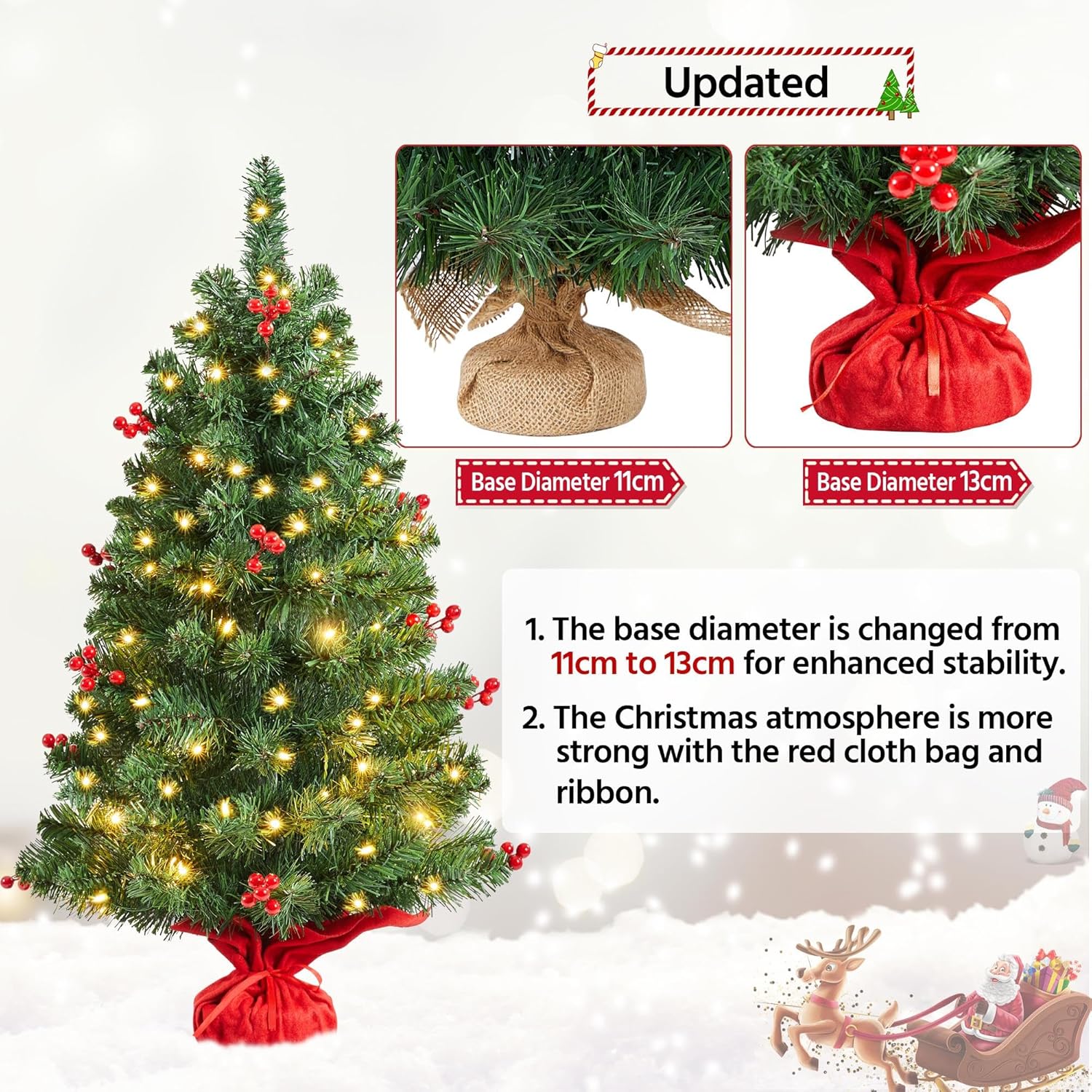 Pre-lit artificial Christmas tree for desk or table