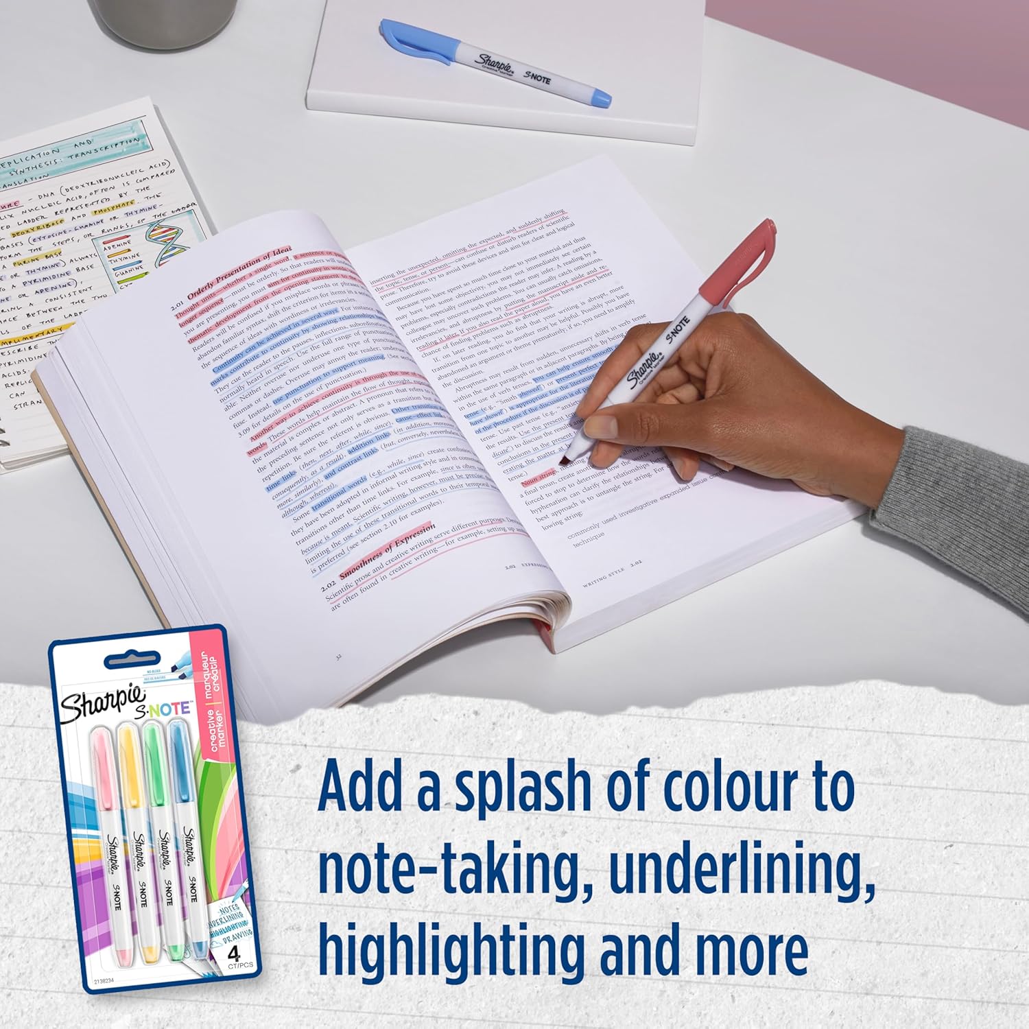 26-Piece Pens & Stationery Set with Ballpoint Pens, Pencils, Highlighters & Tape