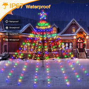 Christmas Tree Lights 340 LED Multicoloured Outdoor Fairy Lights with Star & Remote