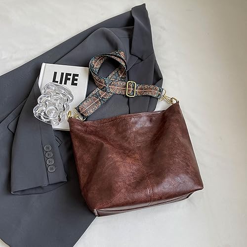 Women’s Fashion Hobo Bag – Vegan Leather Crossbody Purse with Adjustable Guitar Strap