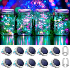 30 LED solar mason jar lights (10 packs). Updated fairy firefly string lights with hangers, waterproof, and ideal for patio, yard, garden, and party decoration. (Jars not included)