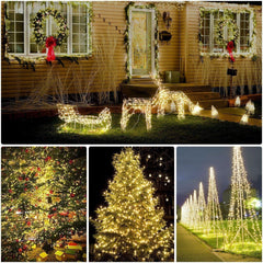 2 Pack Solar Powered String Lights, 16.4Ft 50 LEDs, Warm White Waterproof Fairy Lights for Indoor & Outdoor Decorations