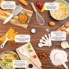 Nuovva 35-Piece Cream Silicone Cooking Utensils Set – Non-Stick, Heat Resistant Tools