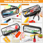 Clear Pencil Case – Black Transparent Stationery & Travel Storage Pouch 22x4x9 cm