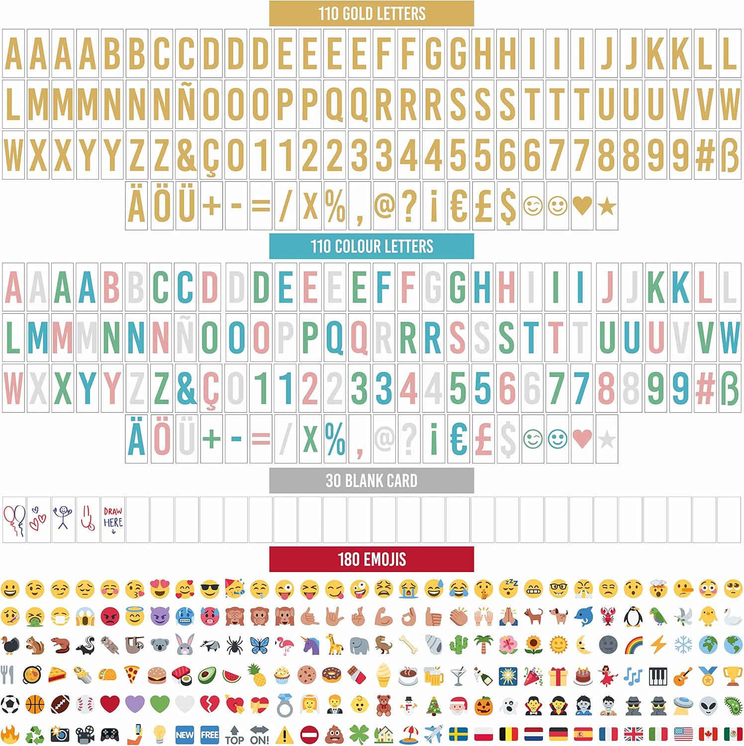 BONNYCO Gold Cinema Light Box A4 – 16 Colours, 400 Letters & Emojis