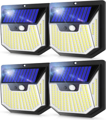 Wide Angle Solar Motion Sensor Lights IP65 Waterproof Outside Solar Powered Flood Lighting for Fence Garden 4PACK