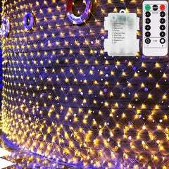 1.5m x 1.5m Garden Net Lights, 100 LED Battery Net Lights with 8 Modes Remote Timer Dimmable Patio Mesh String Lights