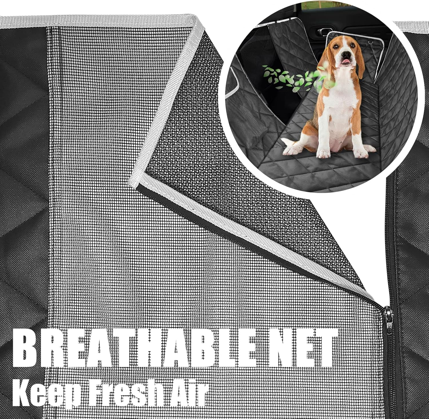 Dog Car Seat Cover with Mesh Window, Nonslip Hammock for Cars & SUVs