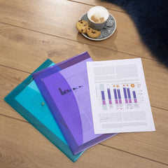 Recycled A4+ Popper Wallets – Assorted Bright Transparent Colours, Pack of 10