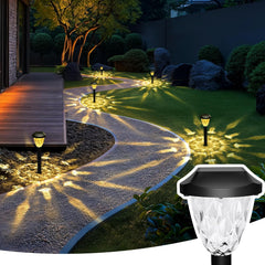 8 Pack Solar Garden Lights, LED with Decorative Patterns, Waterproof, Auto On/Off, Solar Powered for Walkway, Driveway, Lawn, and Pathway (Warm White)