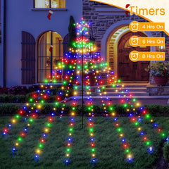 Christmas Tree Lights 340 LED Multicoloured Outdoor Fairy Lights with Star & Remote