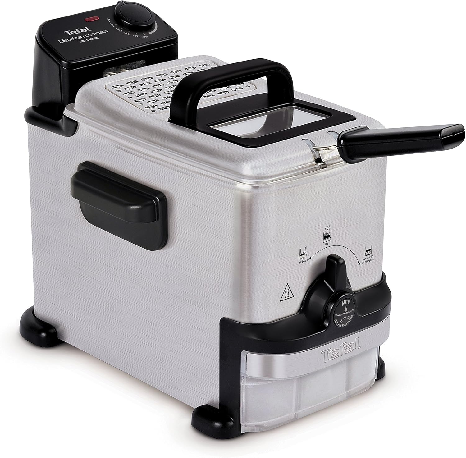 Compact Deep Fryer Oleo Clean 2L – Stainless Steel Semi Pro Fryer with Oil Filtration, Storage Box & Easy Clean System – 1500W