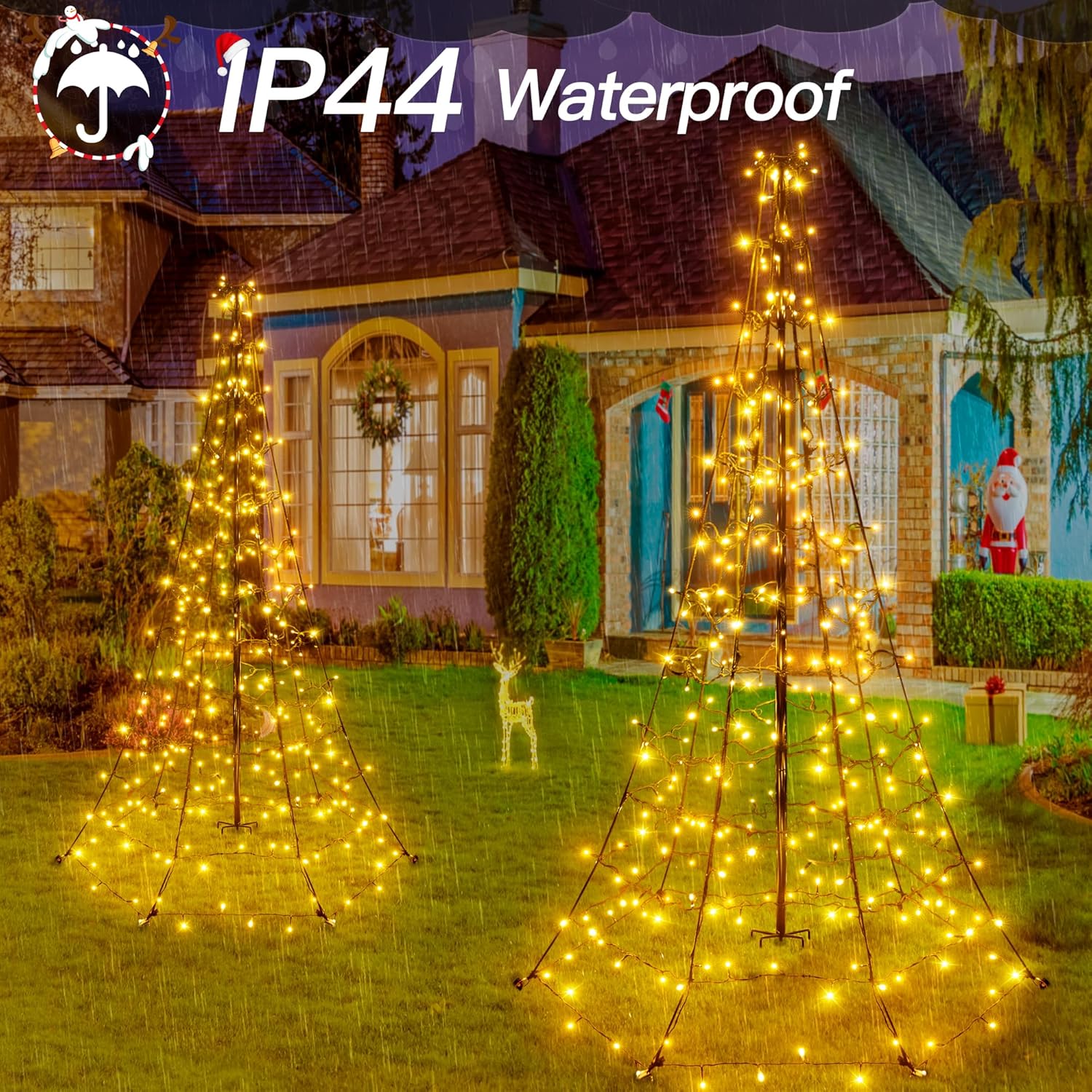 Garden Christmas tree light decoration with stakes