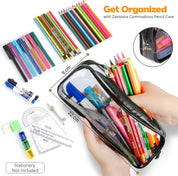 Clear Pencil Case – Black Transparent Stationery & Travel Storage Pouch 22x4x9 cm