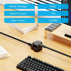 Heavy Duty 5M Outdoor Extension Lead – Single Plug Socket, 13A Power Strip, Black Cable