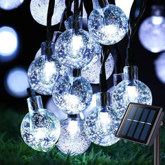 Solar String Lights Outdoor – 50 LEDs, Crystal Globe Lights, 8 Modes, 7M/24Ft, Waterproof Solar-Powered for Garden, Patio, Yard, Christmas, Parties, and Weddings