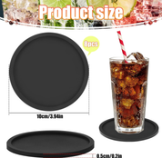 8-Piece Black Silicone Drink Coasters – Thick Round Mats for Coffee, Beer & Bar
