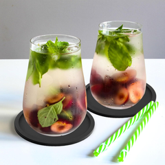 8-Piece Black Silicone Drink Coasters – Thick Round Mats for Coffee, Beer & Bar