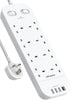 8-Way Extension Lead with 4 USB Ports, 1800J Surge Protected Power Strip 1.8M