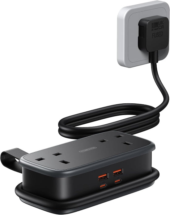 65W Travel Extension Lead with 2 Outlets & 4 USB (2 Type-C) – Cruise & Hotel Essential