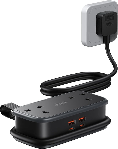 65W Travel Extension Lead with 2 Outlets & 4 USB (2 Type-C) – Cruise & Hotel Essential