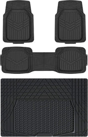Basics 4-Piece Heavy Duty PVC Floor Mats with Cargo Liner – All-Weather, Black