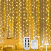 300 LED Cold White Curtain Fairy Lights with Remote