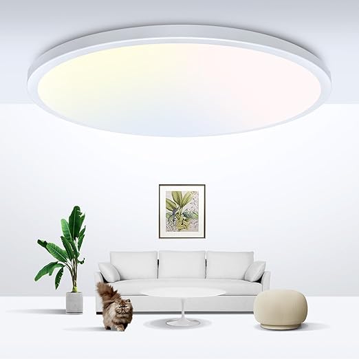 15W Flush Mount LED Ceiling Light – Brushed Nickel, 3 CCT