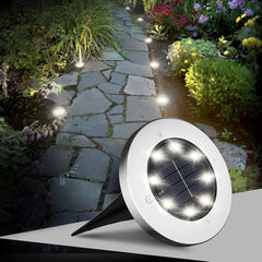 Solar Lights for Outdoor Garden/ Ground, 8 LED 8 Pcs | IP67 Waterproof, Solar Path Lights, - Warm (White)