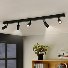 Black 5-Way Ceiling Spotlight with Adjustable Rotatable LED Lights