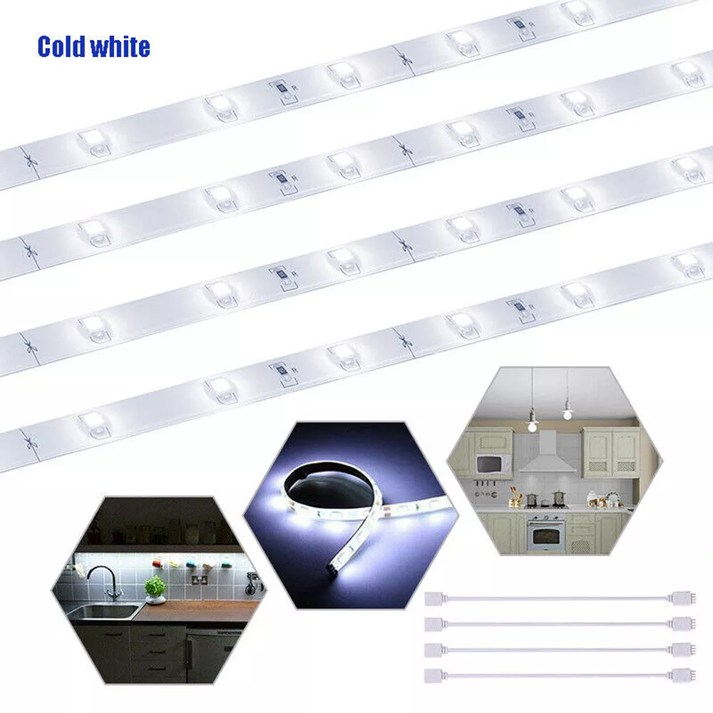 LED Strip Lights Under Cabinet - 4 Pack, Plug-In Linkable for Kitchen, Cupboard & Counter Lighting