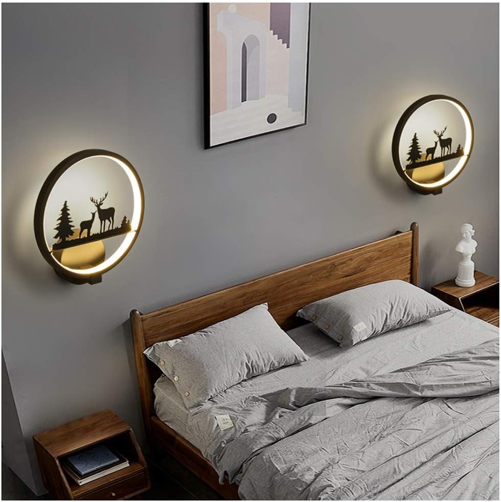 LED Round Wall Lamp with Deer Design