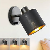 Dimmable Gold Wall Light with Beige Fabric Lampshade