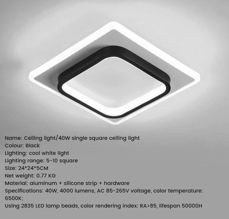 Modern LED Ceiling Light – Square Panel Downlight for Bathroom, Kitchen, Bedroom | Energy Efficient A+++ | 3000K-6500K