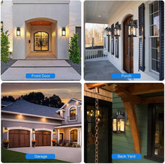 Porch Light Outdoor with Motion Sensor, Dusk-to-Dawn Black